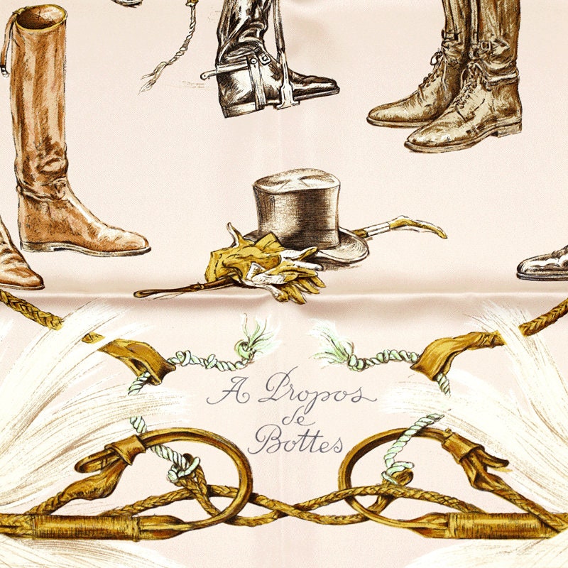 Hermes Scarf "Propos de Bottes" by Xavier De Poret 90cm Silk | Carre Foulard
