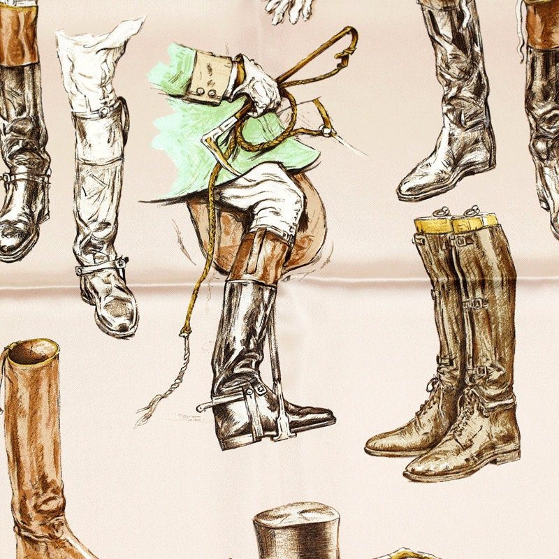 Hermes Scarf "Propos de Bottes" by Xavier De Poret 90cm Silk | Carre Foulard