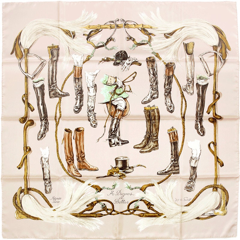 Hermes Scarf "Propos de Bottes" by Xavier De Poret 90cm Silk | Carre Foulard