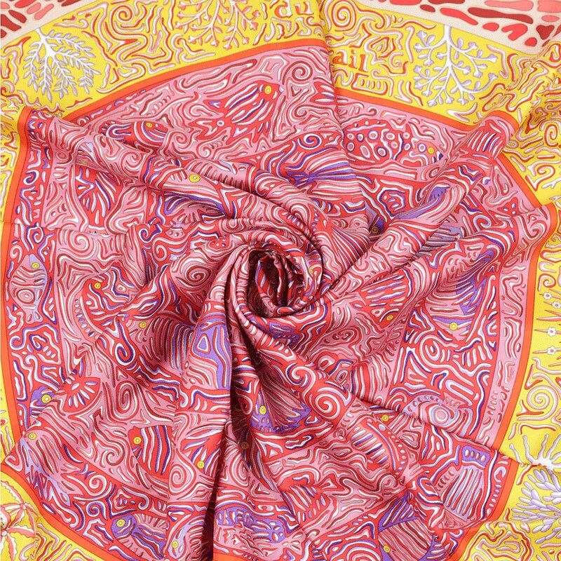 Hermes Scarf "Legende du Poisson Corail" by Christine Henry 90cm Silk | Foulard Carre