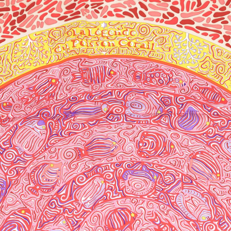 Hermes Scarf "Legende du Poisson Corail" by Christine Henry 90cm Silk | Foulard Carre