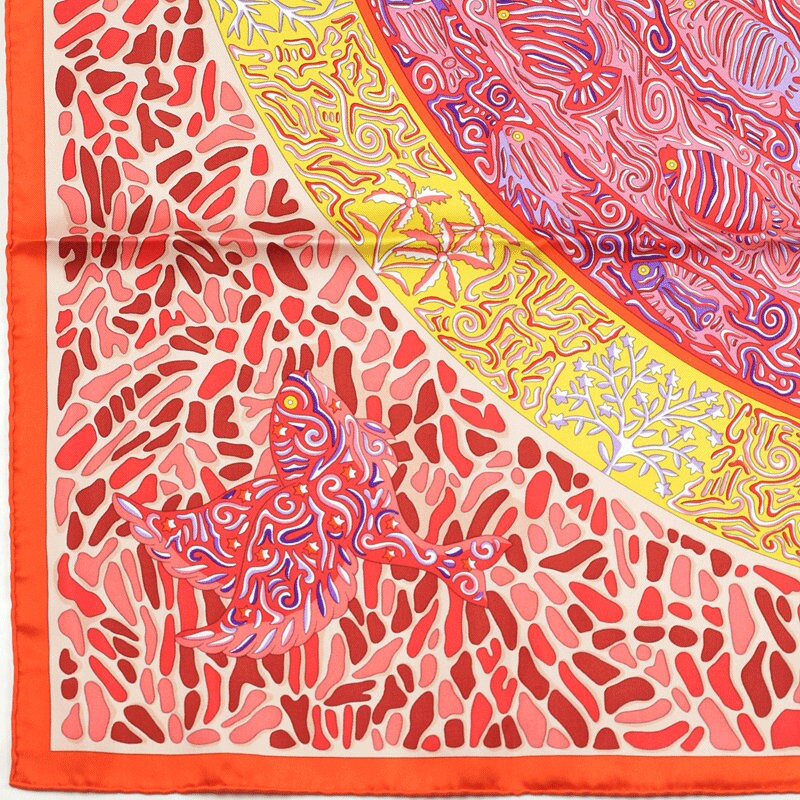 Hermes Scarf "Legende du Poisson Corail" by Christine Henry 90cm Silk | Foulard Carre