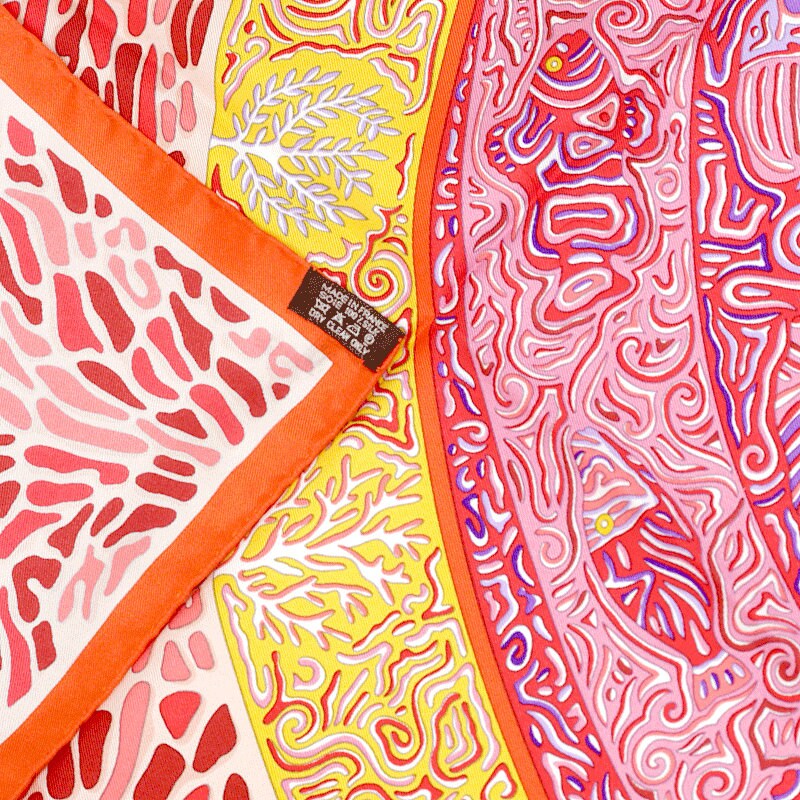 Hermes Scarf "Legende du Poisson Corail" by Christine Henry 90cm Silk | Foulard Carre