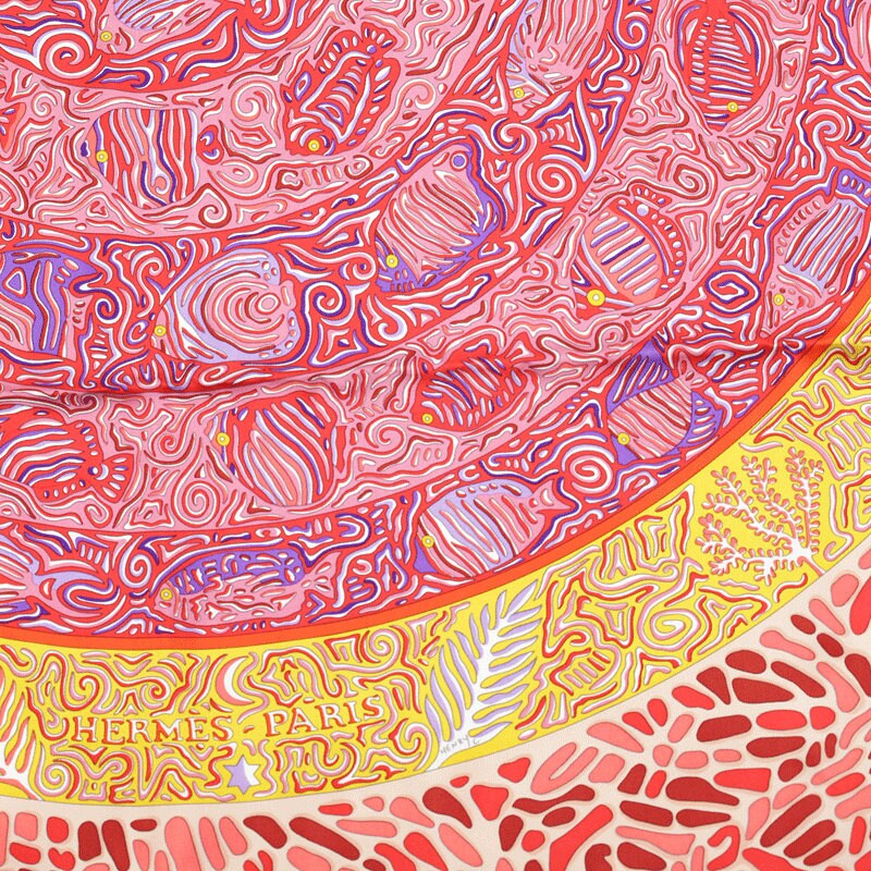 Hermes Scarf "Legende du Poisson Corail" by Christine Henry 90cm Silk | Foulard Carre