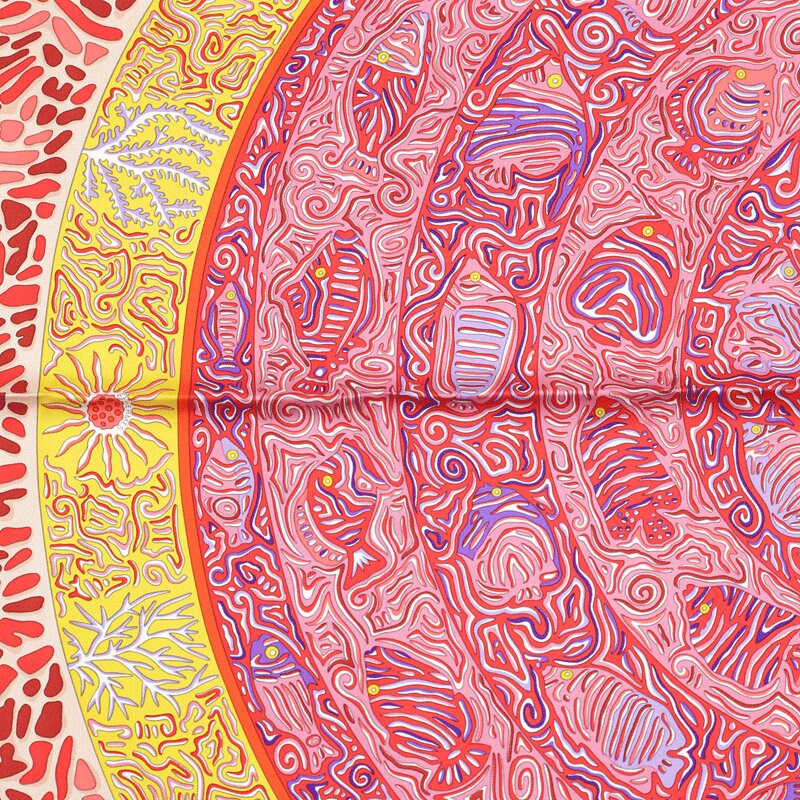 Hermes Scarf "Legende du Poisson Corail" by Christine Henry 90cm Silk | Foulard Carre