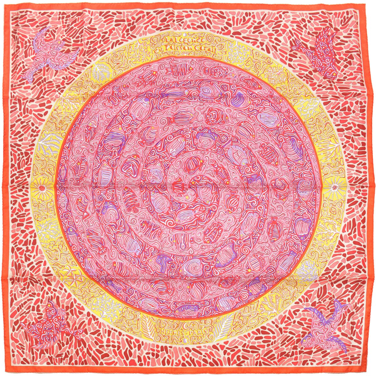 Hermes Scarf "Legende du Poisson Corail" by Christine Henry 90cm Silk | Foulard Carre