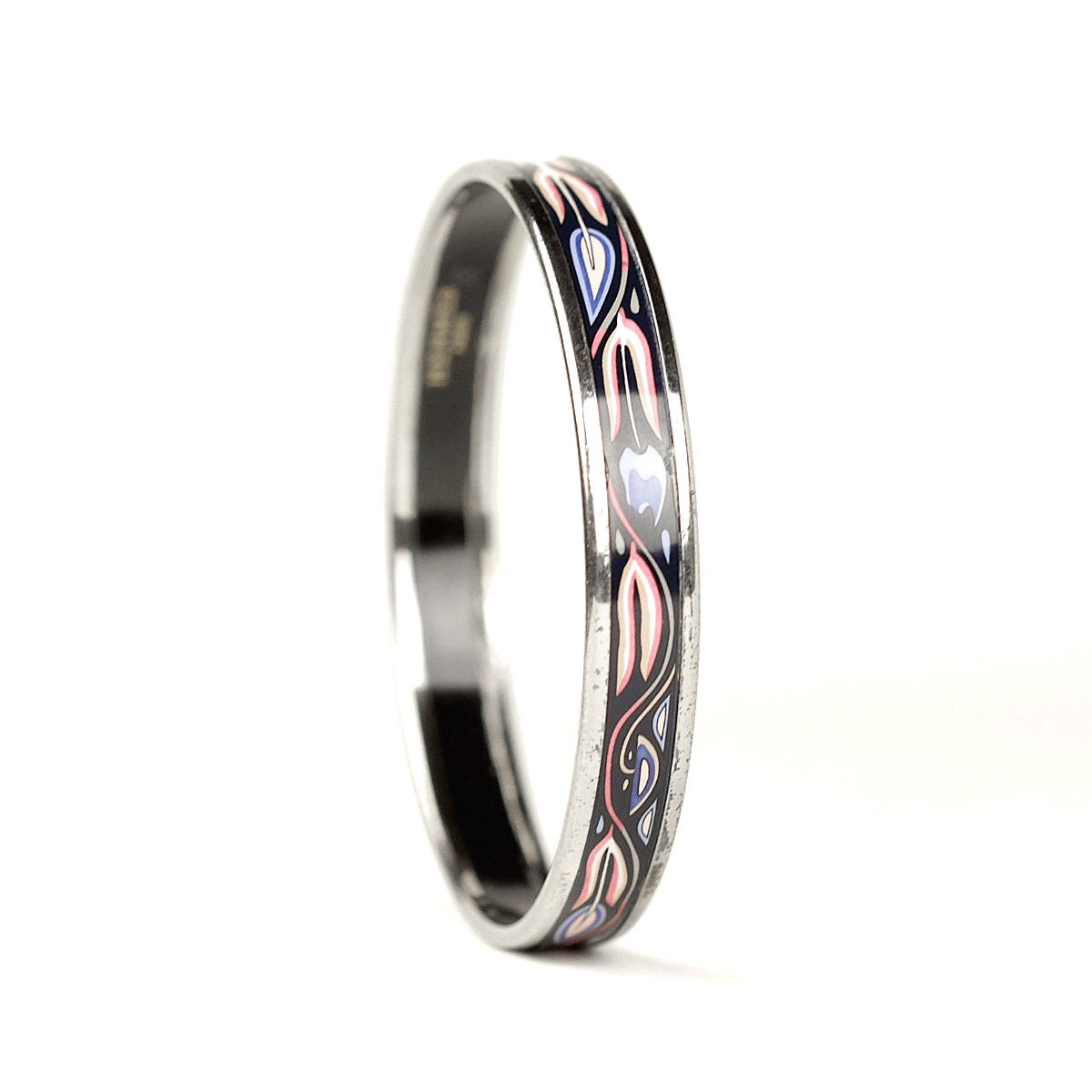 Hermes Bracelet Enamel Palladium Silver 70 Narrow | Bangle SHW