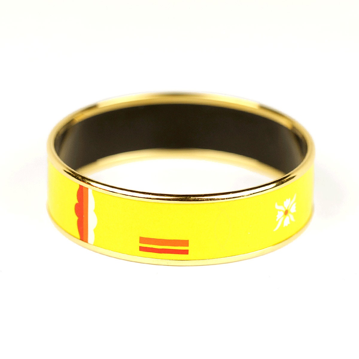 Hermes Bracelet 65 Wide Gold Enamel | Bangle GHW