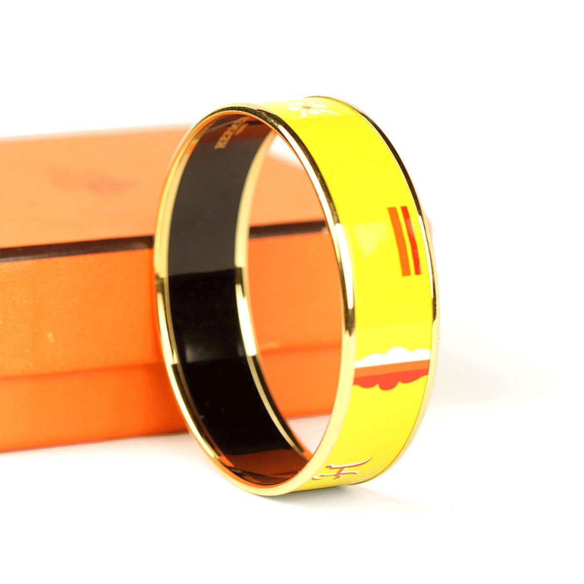 Hermes Bracelet 65 Wide Gold Enamel | Bangle GHW