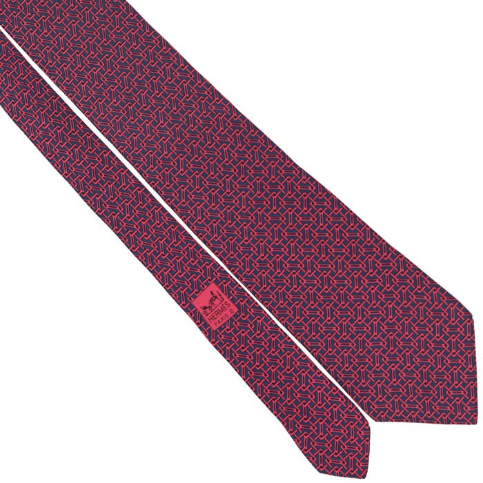 Hermes Men's Silk Tie Geometric Pattern 5050