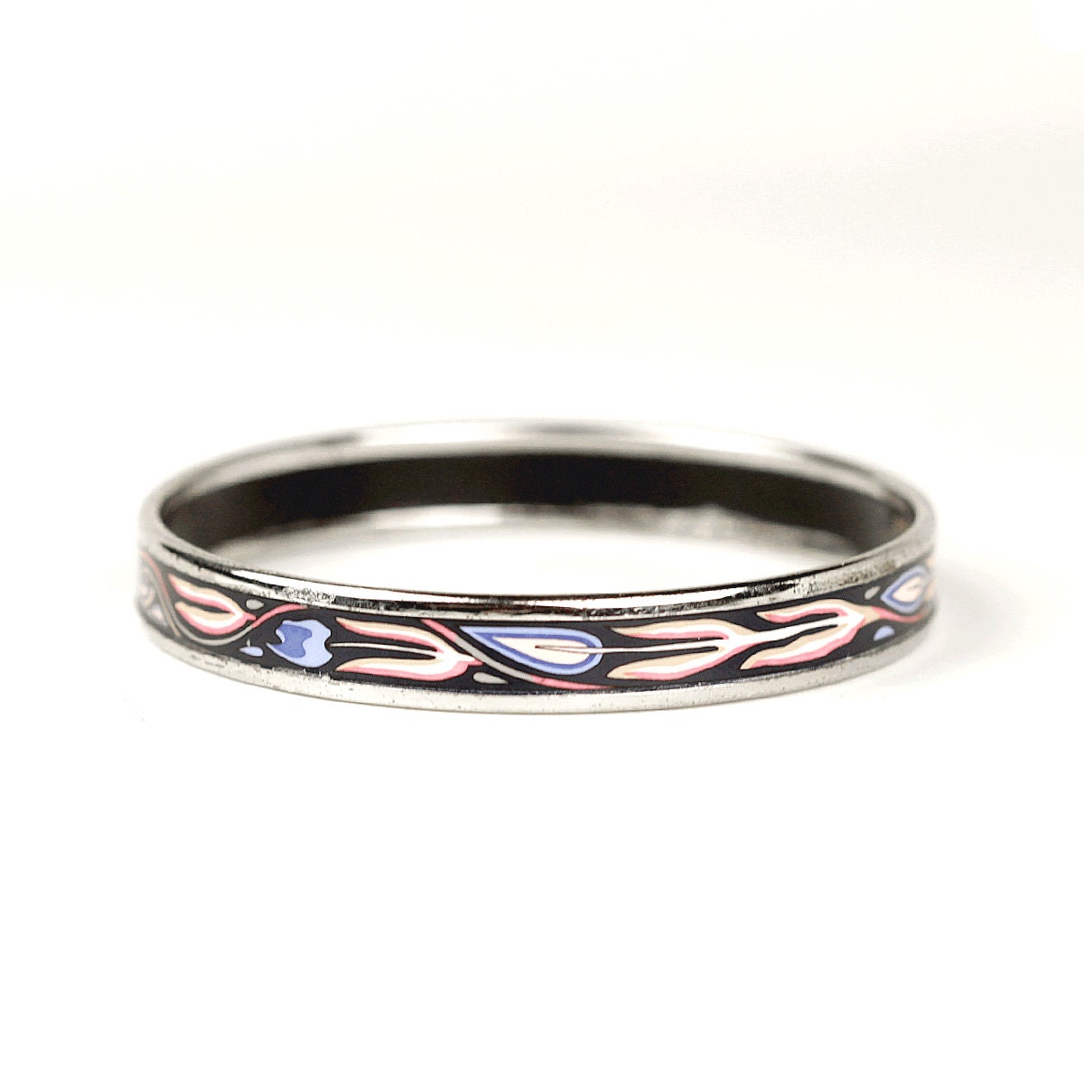 Hermes Bracelet Enamel Palladium Silver 70 Narrow | Bangle SHW