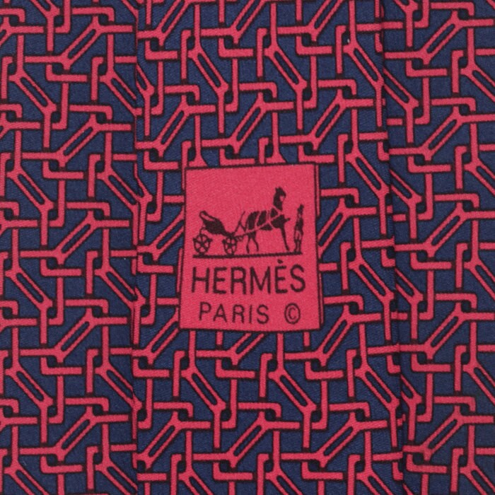 Hermes Men's Silk Tie Geometric Pattern 5050