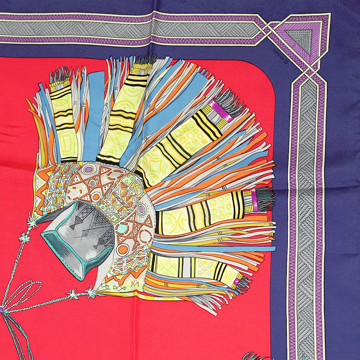 Hermes Scarf "Cuirs du Desert" by Françoise De La Perriere  90cm Silk | Carre Foulard