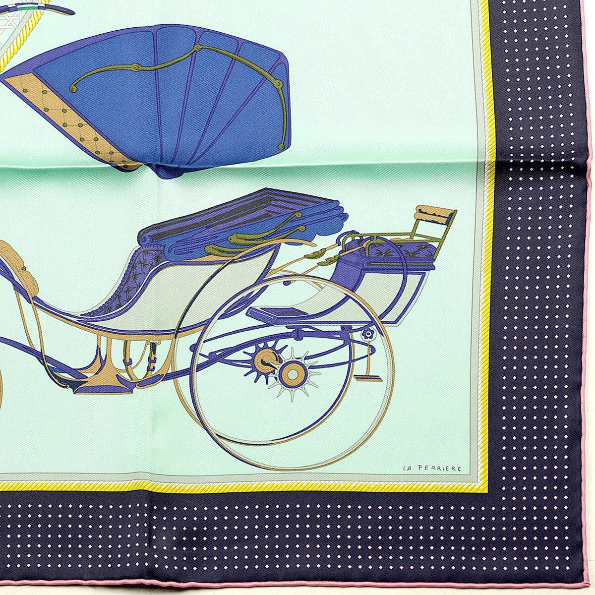 HERMES SCARF Silk "Les Voitures a Transformation" by Françoise De La Perriere Vintage 90cm Carre 100% Auth