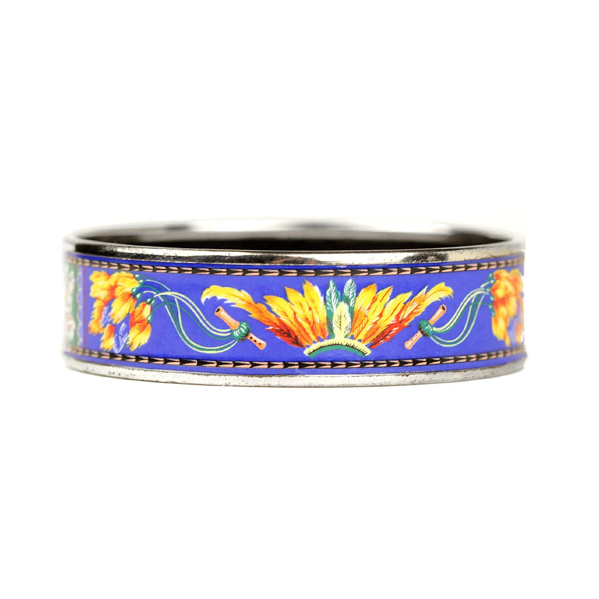 Hermes Bracelet 70 Wide Enamel Palladium Silver