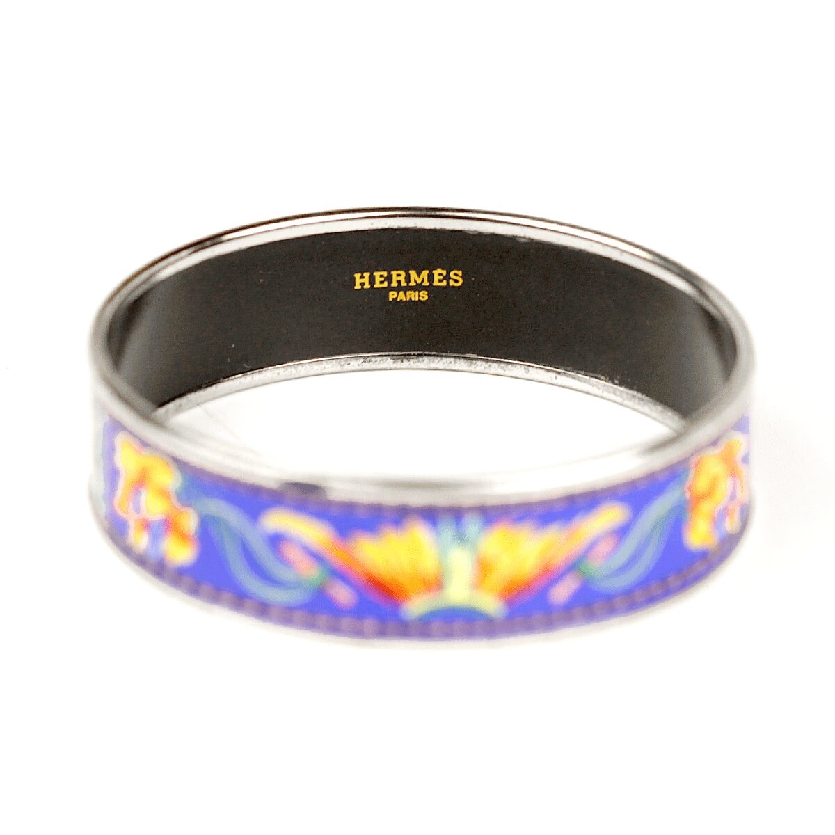 Hermes Bracelet 70 Wide Enamel Palladium Silver