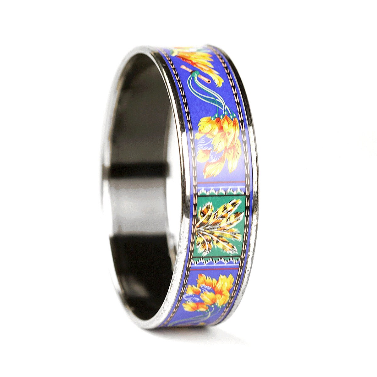 Hermes Bracelet 70 Wide Enamel Palladium Silver