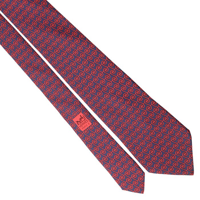 Hermes Men's Silk Tie Geometric Pattern 5210