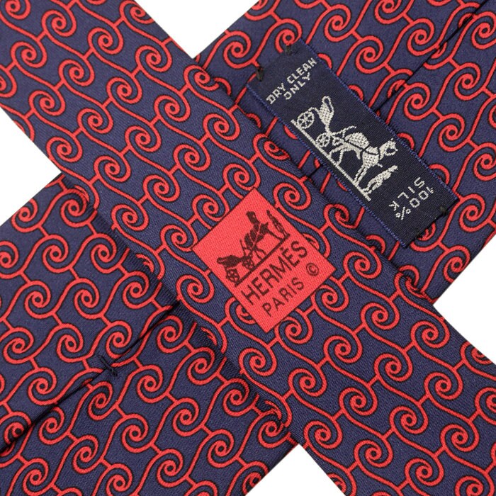 Hermes Men's Silk Tie Geometric Pattern 5210