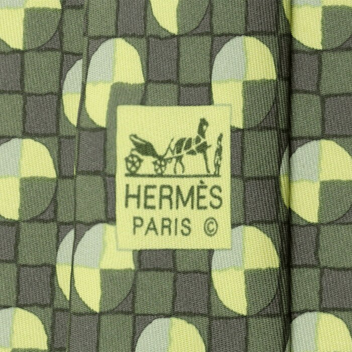 Hermes Men's Silk Tie Twillpop Geometric Pattern 5312