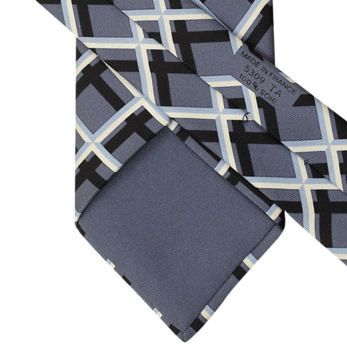 Hermes Men's Silk Tie Skinny Geometric Pattern 5309