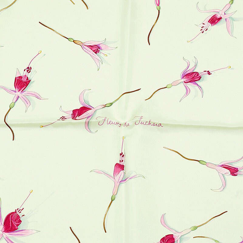 Hermes Scarf "Fleurs de Fuchsia" by Leigh P. Cook 90cm Silk