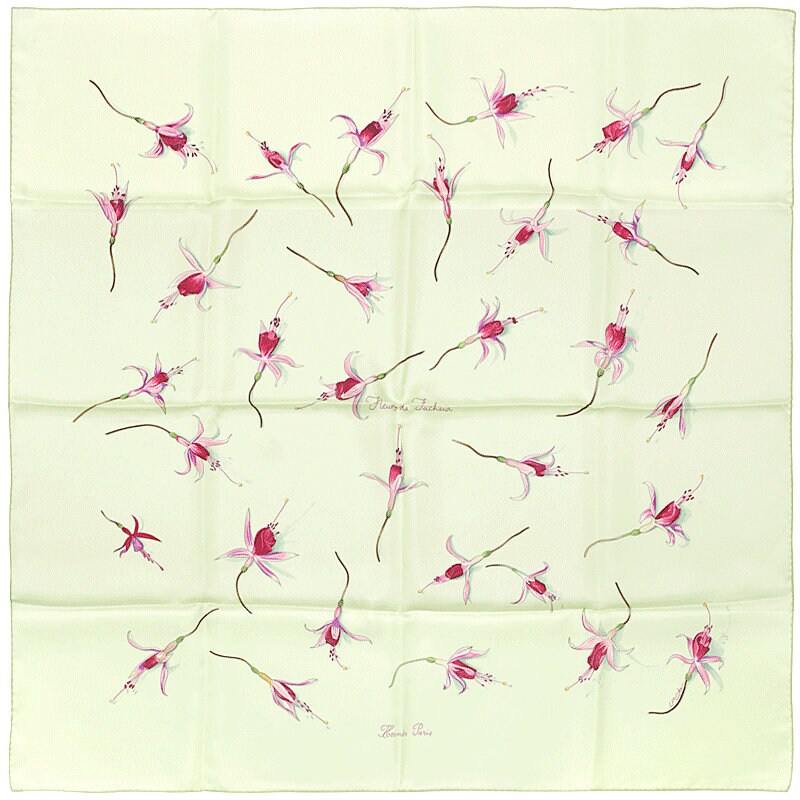 Hermes Scarf "Fleurs de Fuchsia" by Leigh P. Cook 90cm Silk