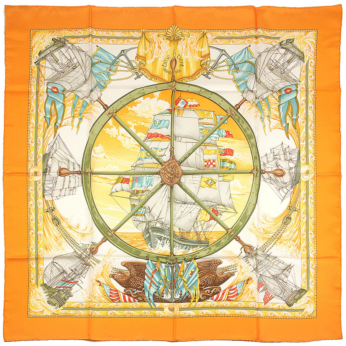 Hermes Scarf "Vive le Vent" by Laurence Bourthoumieux 90cm Silk | Carre Foulard