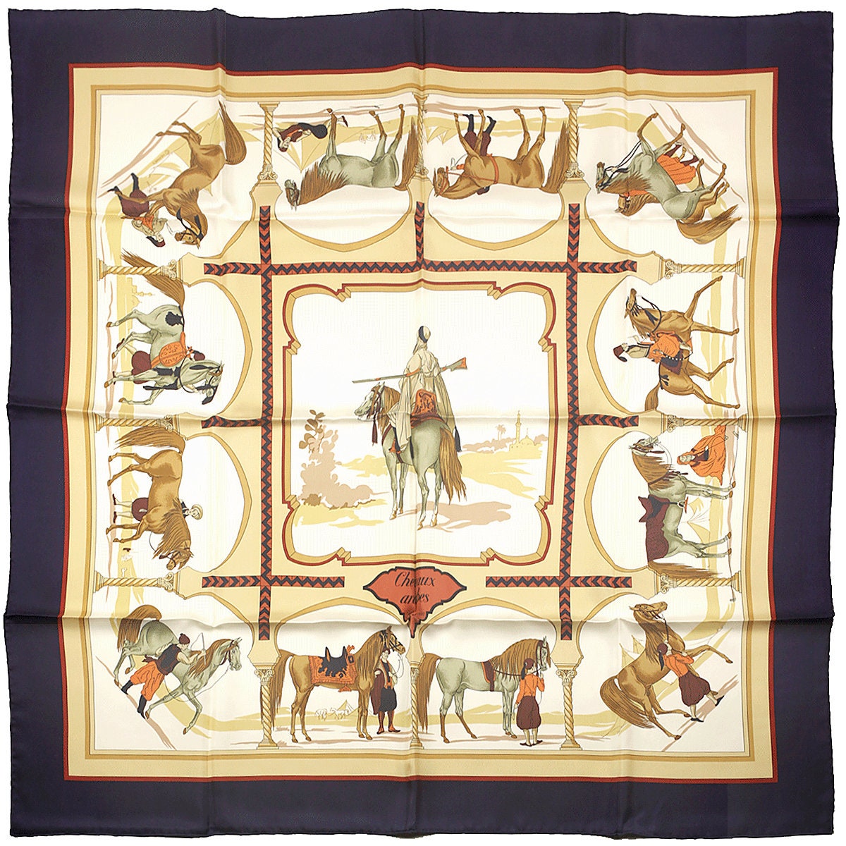 Hermes Scarf "Chevaux Arabes" by Hugo Grygkar 90cm Silk | Carre Foulard