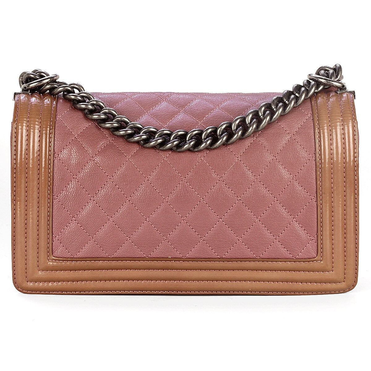 Chanel Boy Bag Quilted Calfkin and Patent Leather Medium Duo Ruthenium Hardware