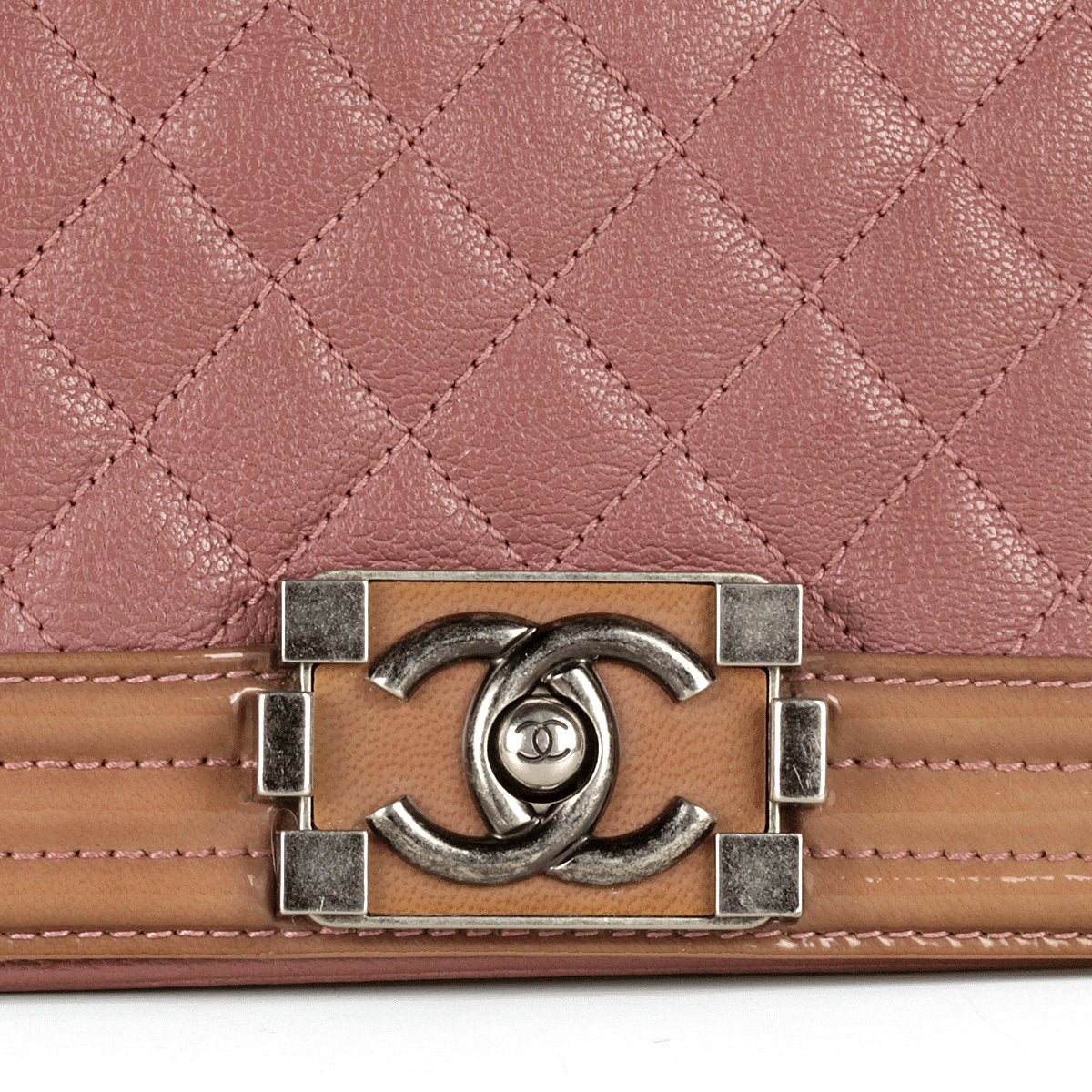 Chanel Boy Bag Quilted Calfkin and Patent Leather Medium Duo Ruthenium Hardware