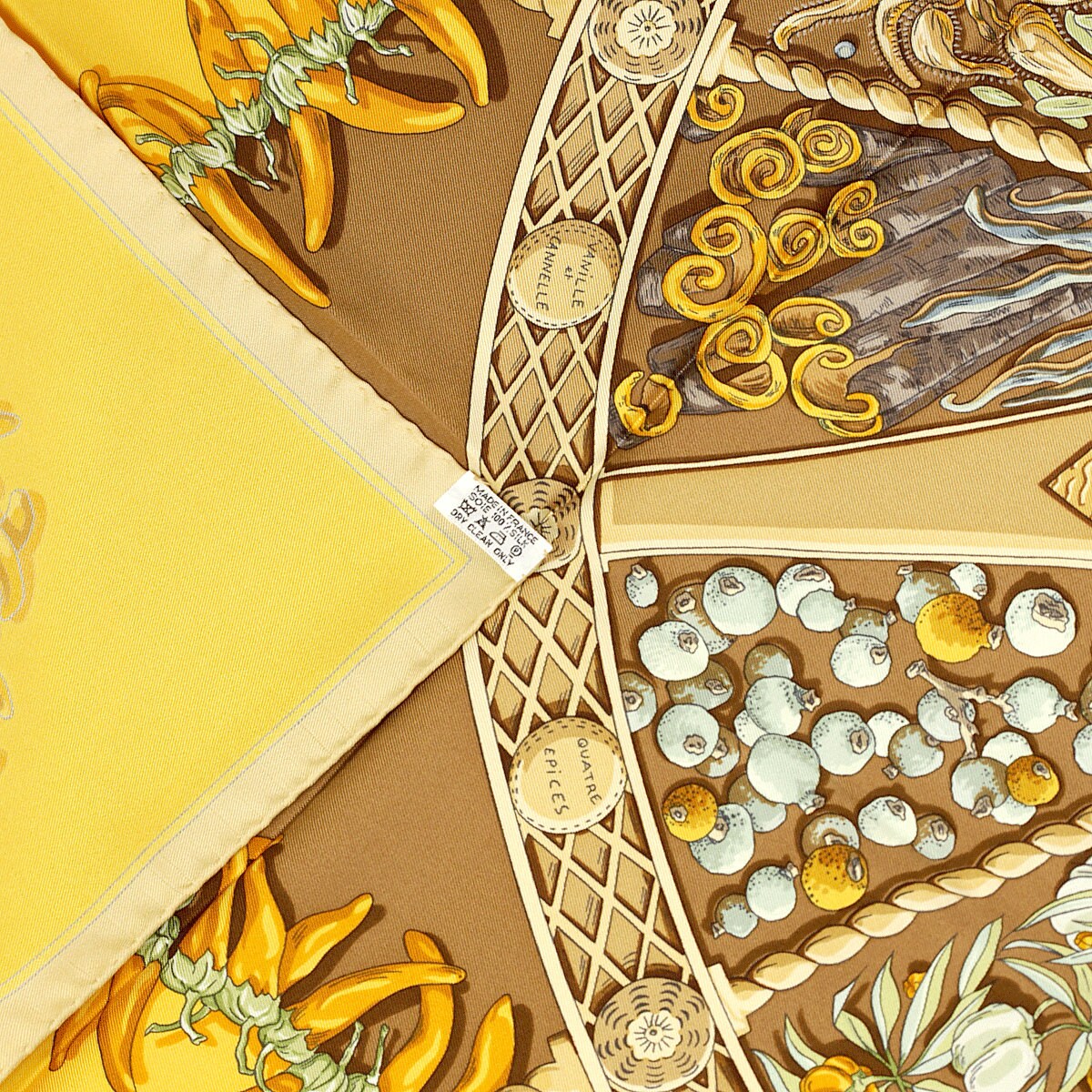 Hermes Scarf "Aux Pays de Epices" by Annie Faivre 90cm Silk