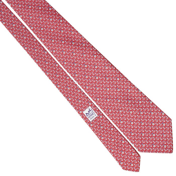 Hermes Men's Silk Tie Whimsical Sailors Pattern 5444