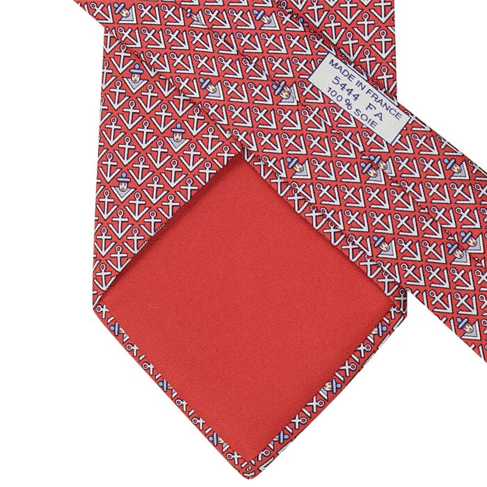 Hermes Men's Silk Tie Whimsical Sailors Pattern 5444
