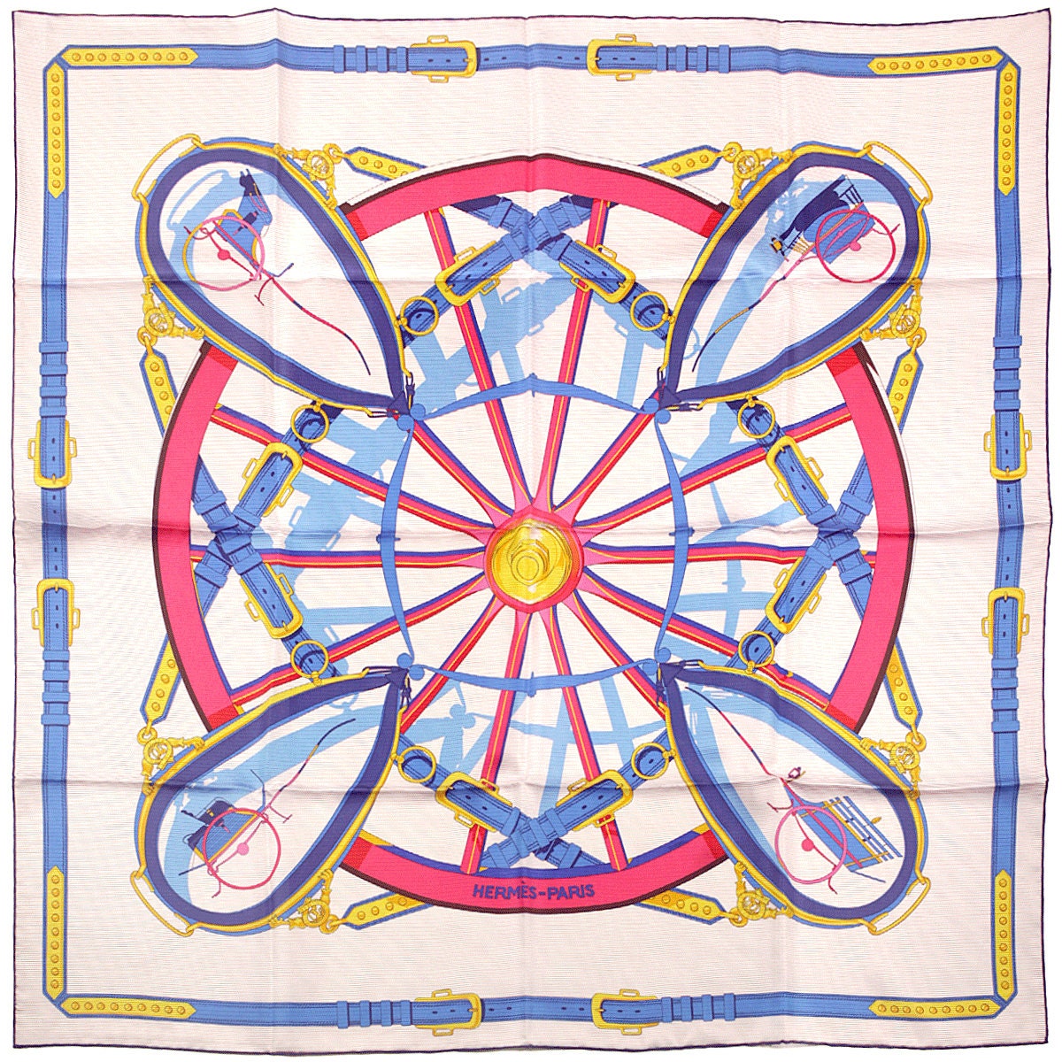 Hermes Scarf "En Roue Libre" by Vladimir Rybaltchenko 90cm Chemise Silk