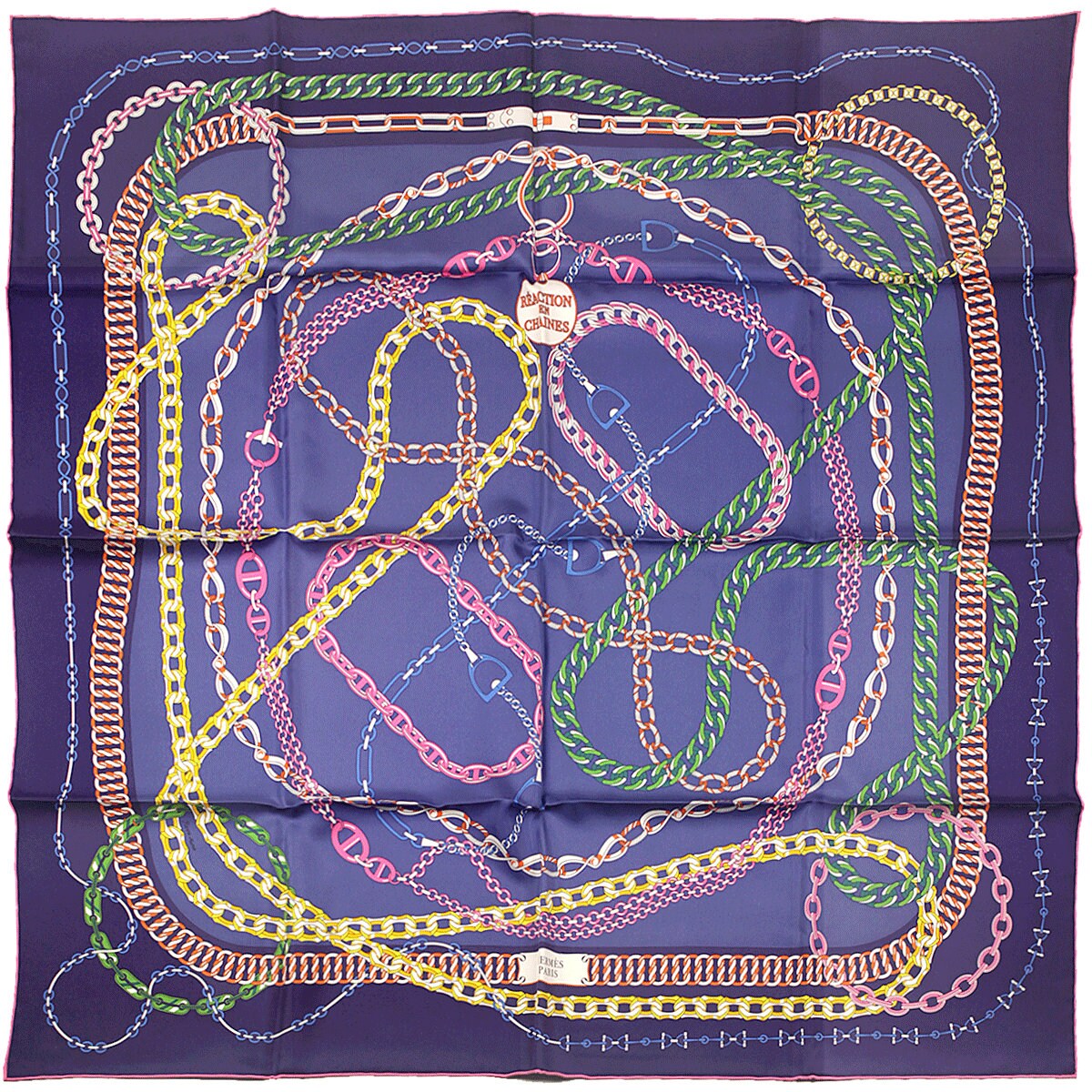 Hermes Scarf "Reaction en Chaines" by Pierre Marie 90cm Silk