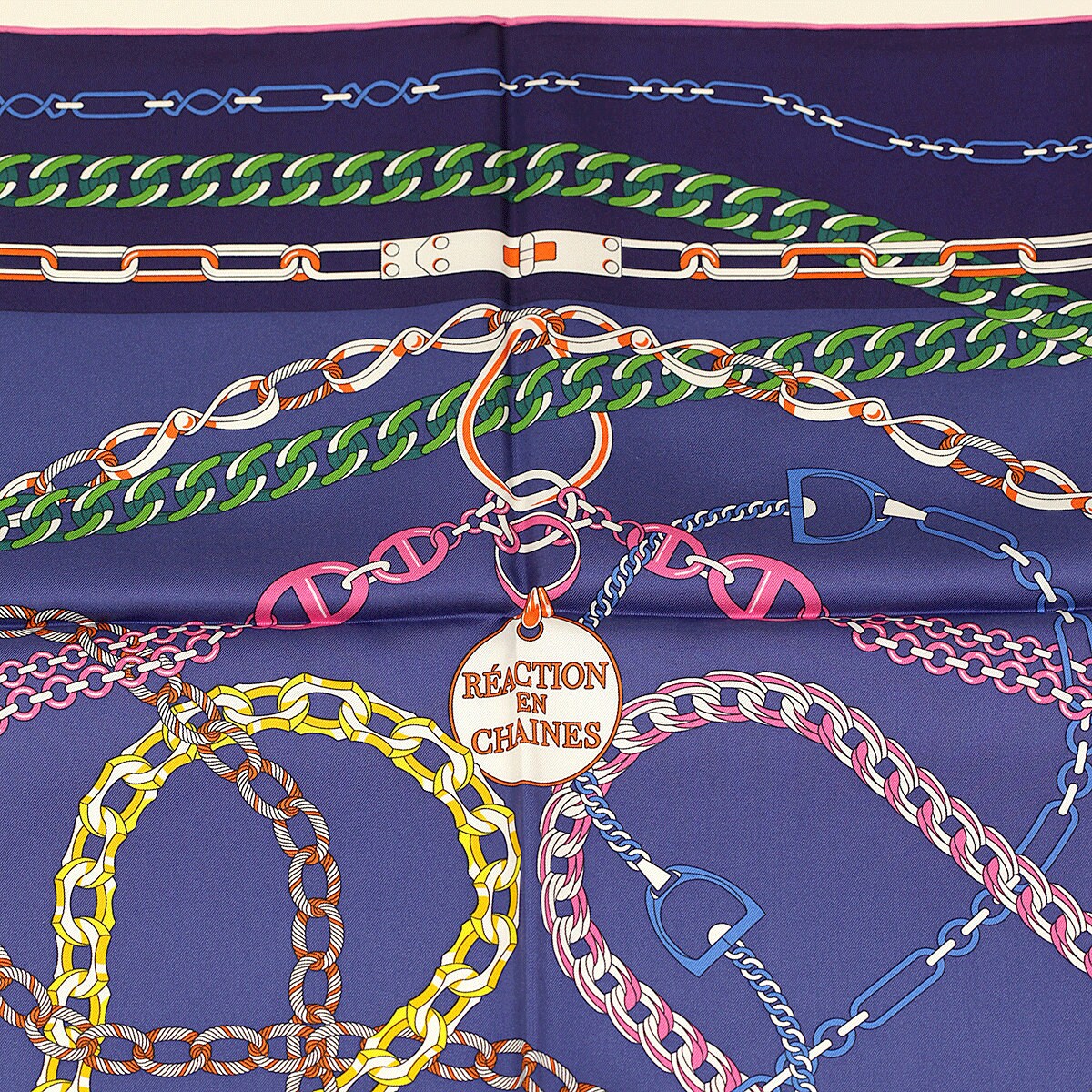 Hermes Scarf "Reaction en Chaines" by Pierre Marie 90cm Silk