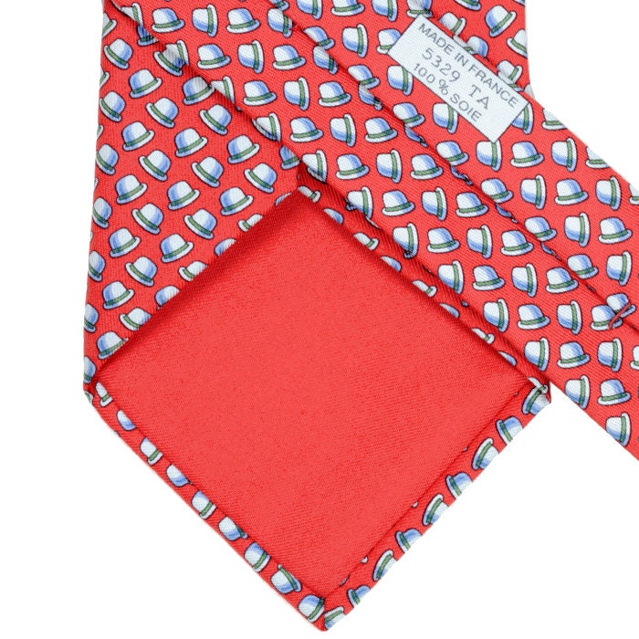 Hermes Men's Silk Tie Derby Hats Pattern 5329
