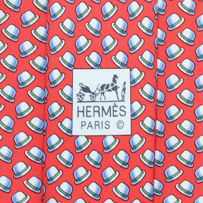 Hermes Men's Silk Tie Derby Hats Pattern 5329