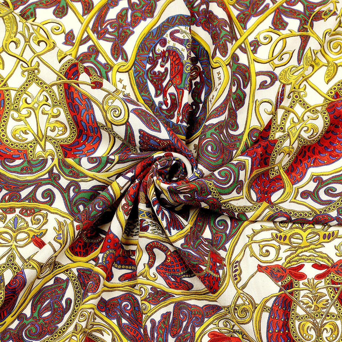 Hermes Scarf "Charmante Animaux" by Annie Faivre 90cm Cashmere Frange | Carre Foulard Rare