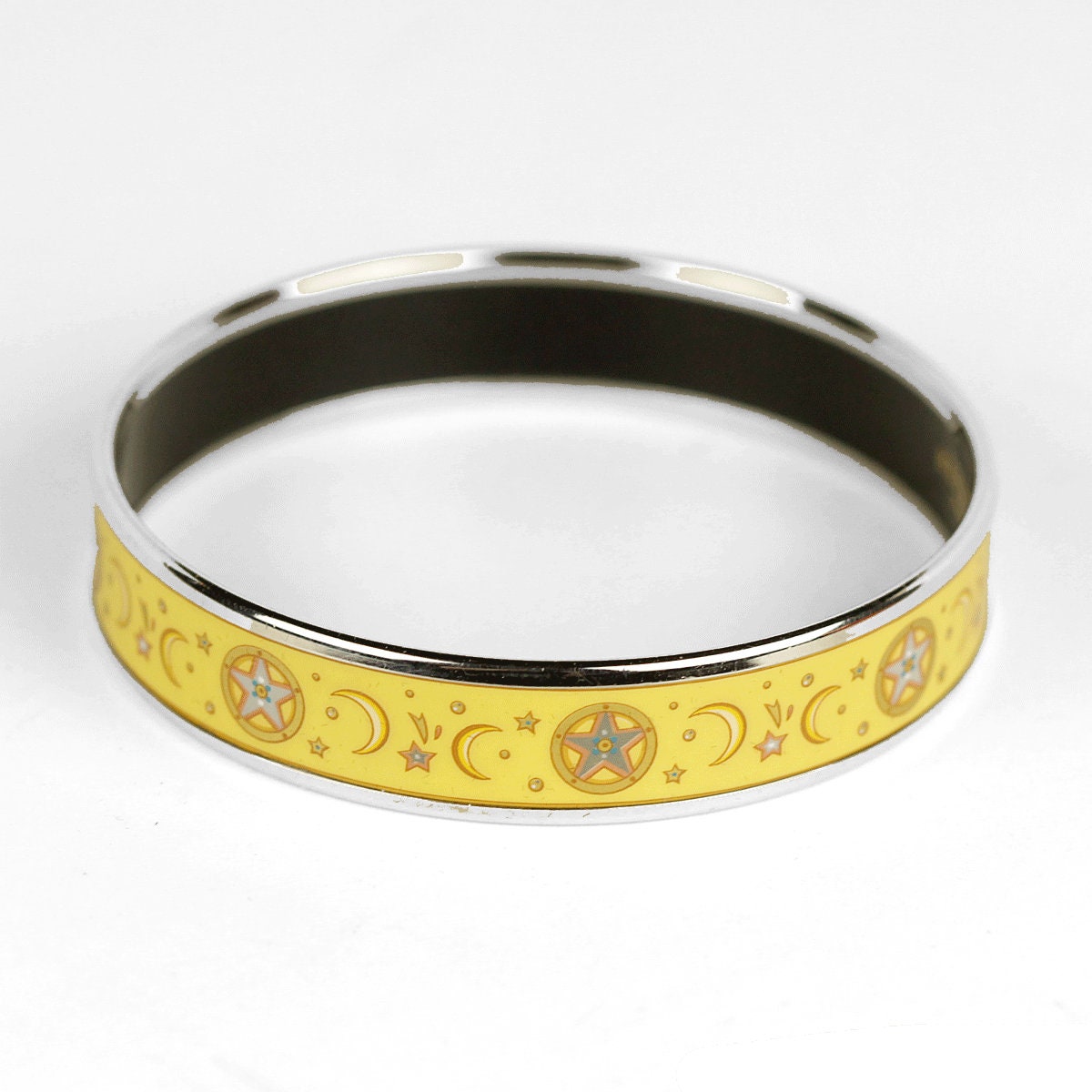 Hermes Bracelet Enamel Palladium Silver 65 Narrow
