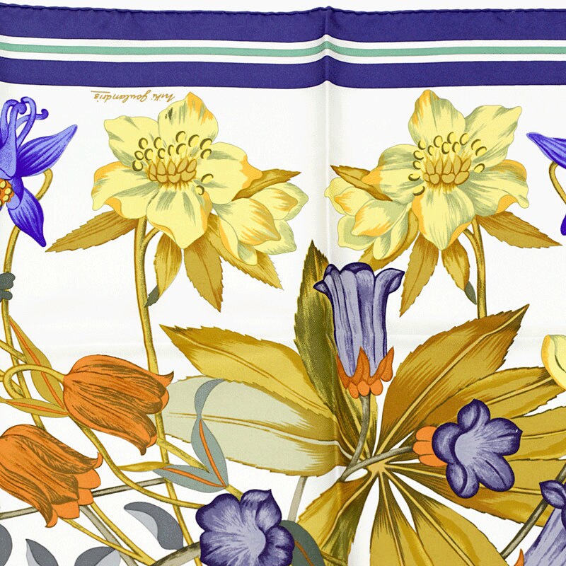 Hermes Scarf "Fleurs d'Hellade" by Niki Goulandris 90cm Silk