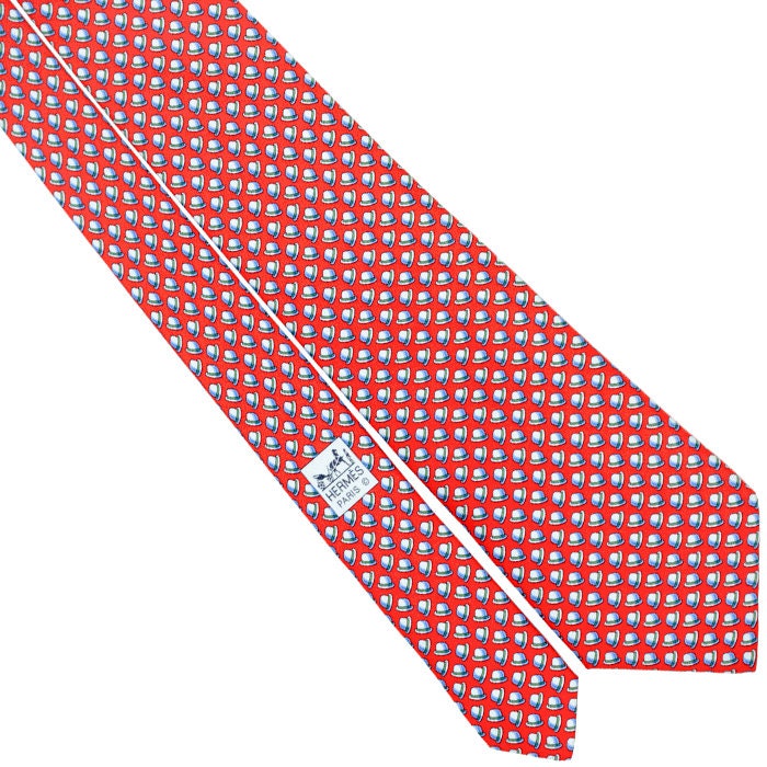 Hermes Men's Silk Tie Derby Hats Pattern 5329