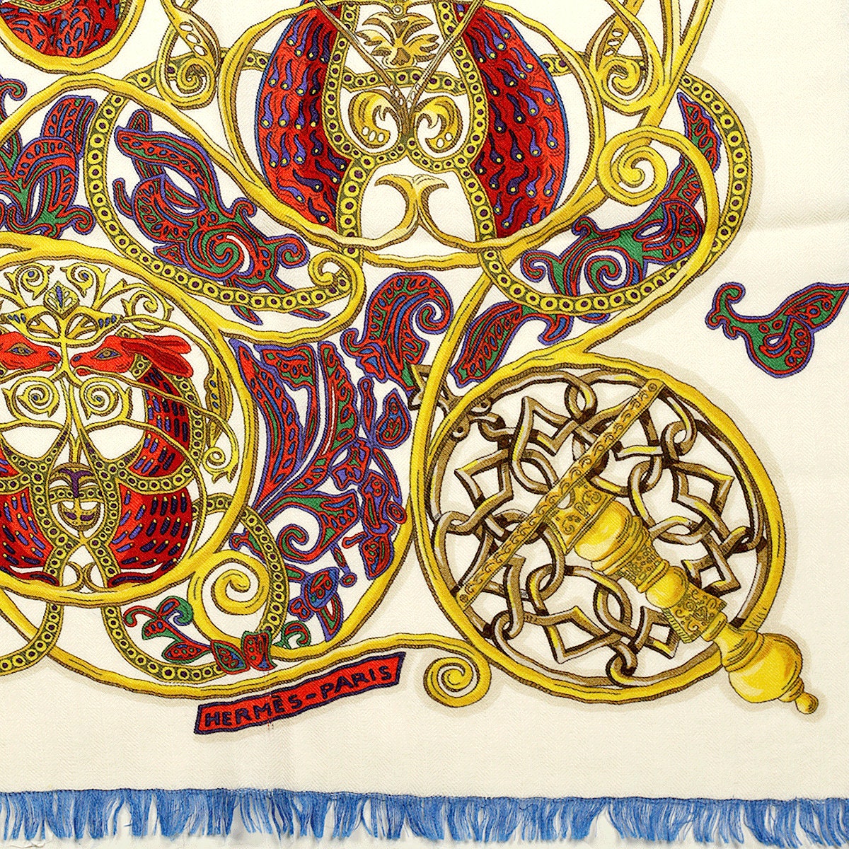Hermes Scarf "Charmante Animaux" by Annie Faivre 90cm Cashmere Frange | Carre Foulard Rare