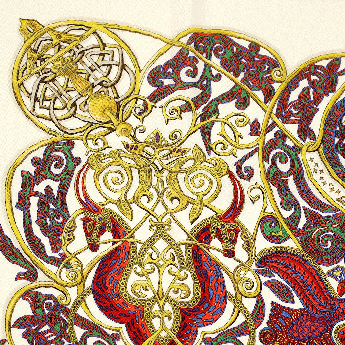 Hermes Scarf "Charmante Animaux" by Annie Faivre 90cm Cashmere Frange | Carre Foulard Rare