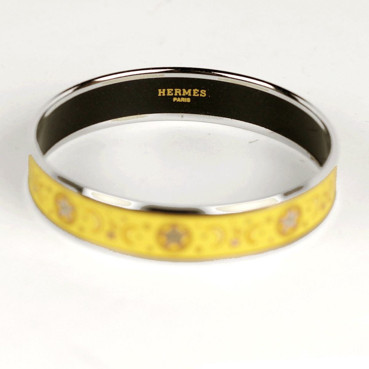 Hermes Bracelet Enamel Palladium Silver 65 Narrow