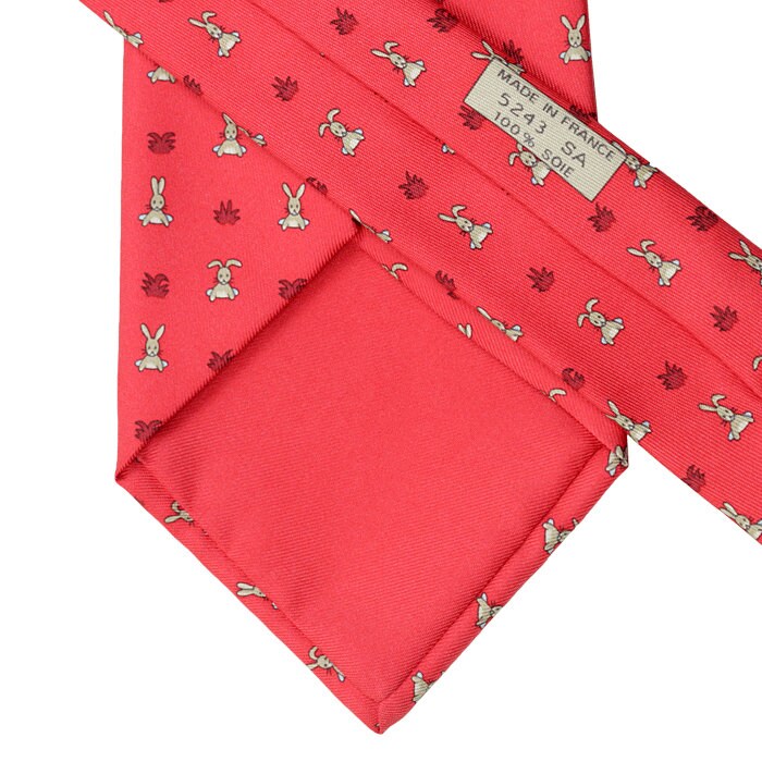 Hermes Men's Silk Tie Whimsical Rabbits Pattern 5243