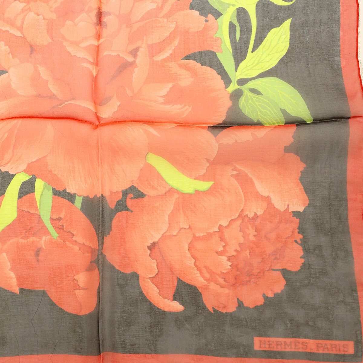 Hermes Scarf Mousseline "Pivoines" by Christiane Vauzelles  90cm Silk | Carre Foulard  Chiffon