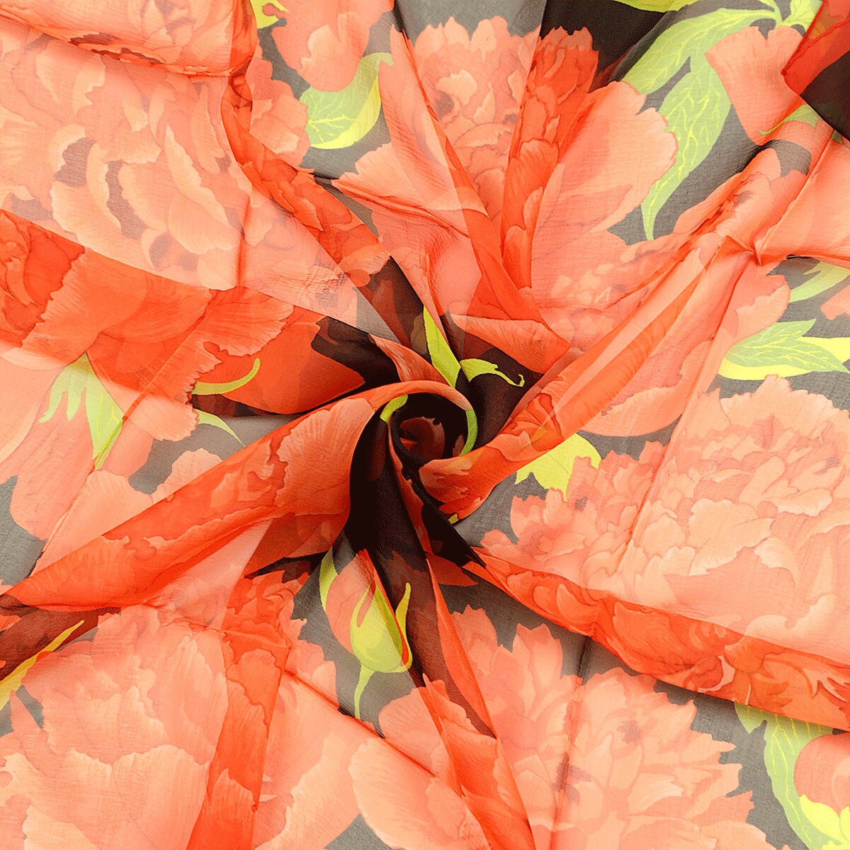 Hermes Scarf Mousseline "Pivoines" by Christiane Vauzelles  90cm Silk | Carre Foulard  Chiffon