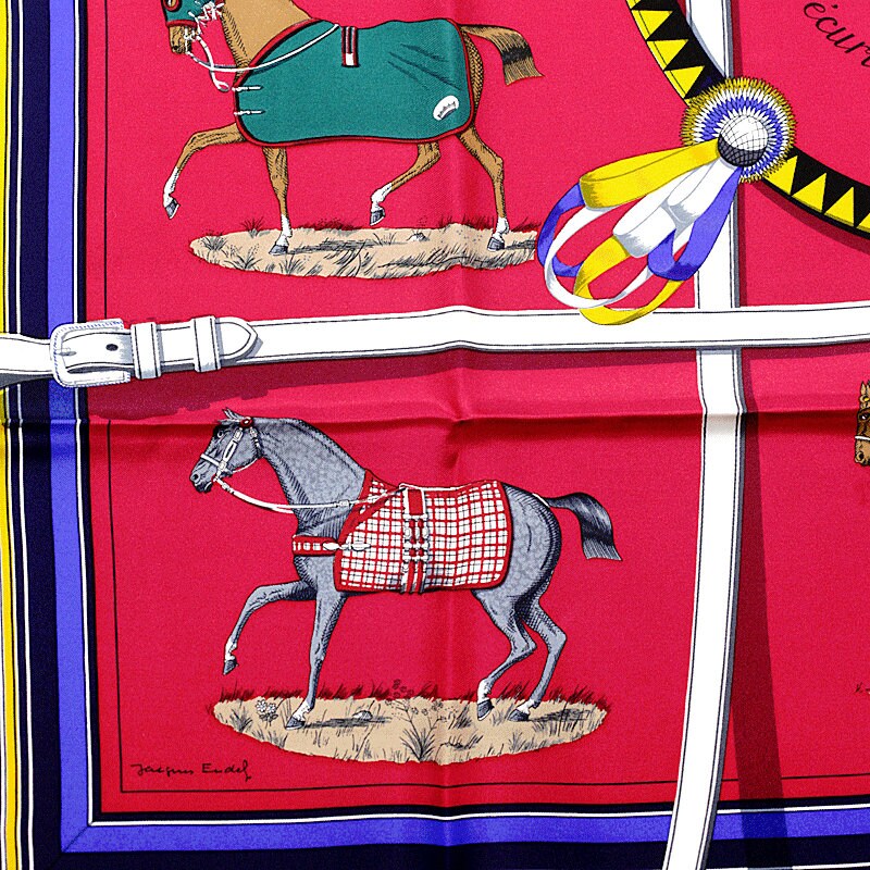 Hermes Scarf "Couvertures et Tenues" by Jacques Eudel 90cm Silk | Carre Foulard